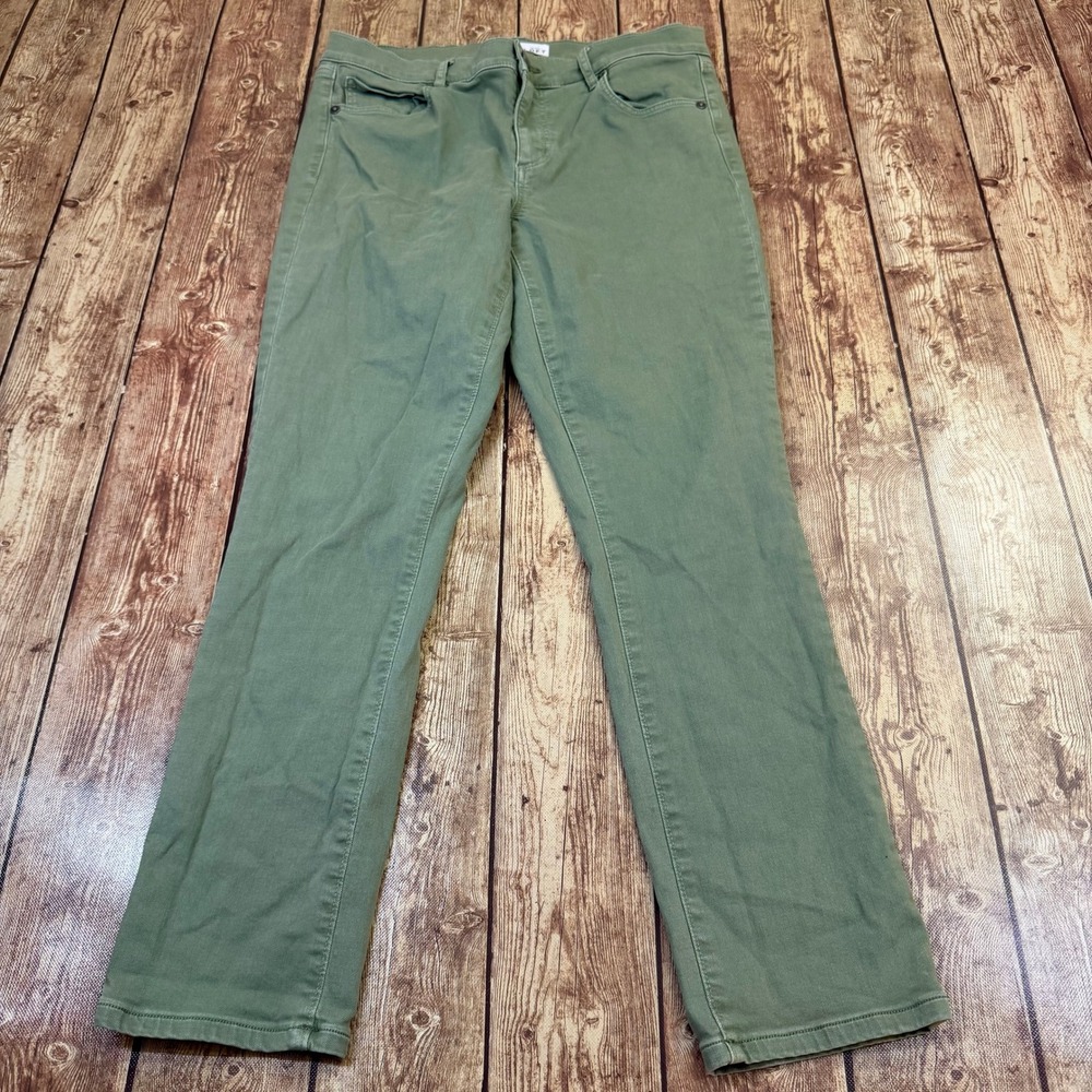 Loft Skinny Crop Pants Womens Size 6 / 28 Green Stretch Casual Denim